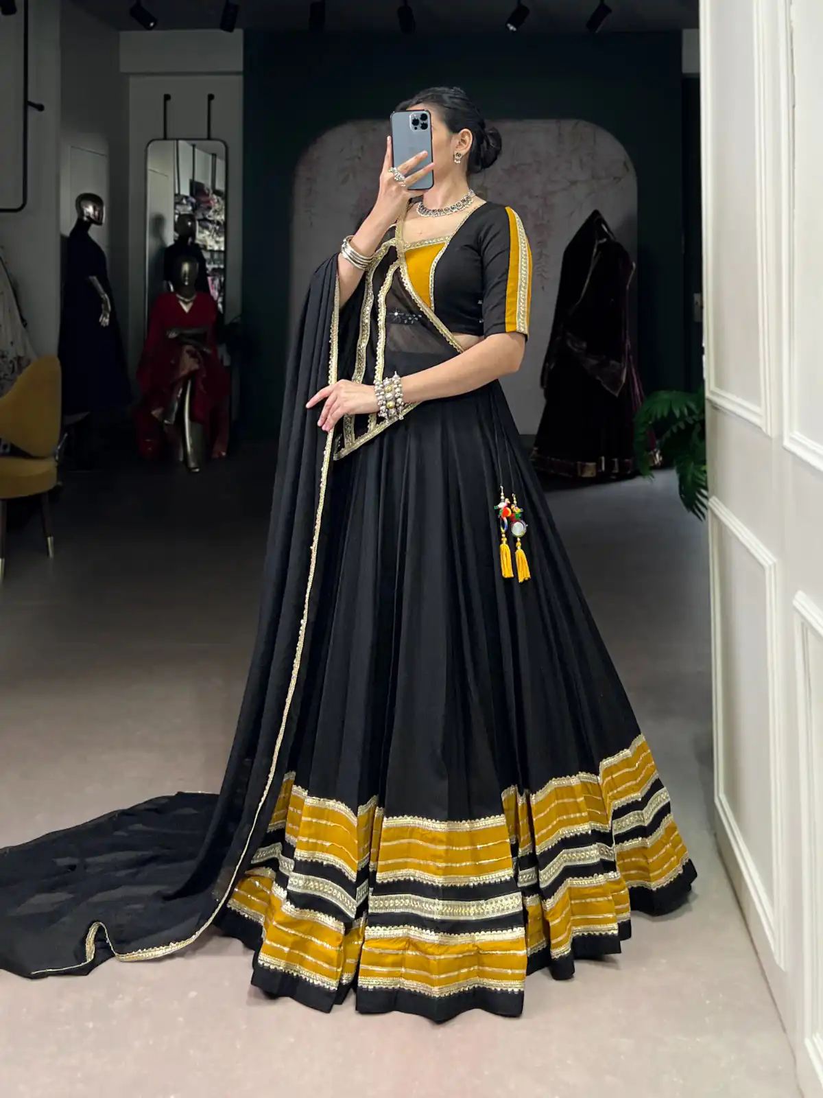 LNB 1621 Black Color Rayon Sequins Lace With Gota Patti Lace Touch Up Lehenga Choli Wedding, Party, Festive, Events Etc. Delivery 4-6 Working Days Rs 4399 | Bollywood Lehenga, Creative Lehenga, Designer Lehenga, Embroidered Lehenga, Lehenga, Party Wear Lehenga