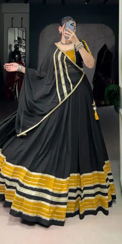 LNB 1621 Black Color Rayon Sequins Lace With Gota Patti Lace Touch Up Lehenga Choli Wedding, Party, Festive, Events Etc. Delivery 4-6 Working Days Rs 4399 | Bollywood Lehenga, Creative Lehenga, Designer Lehenga, Embroidered Lehenga, Lehenga, Party Wear Lehenga