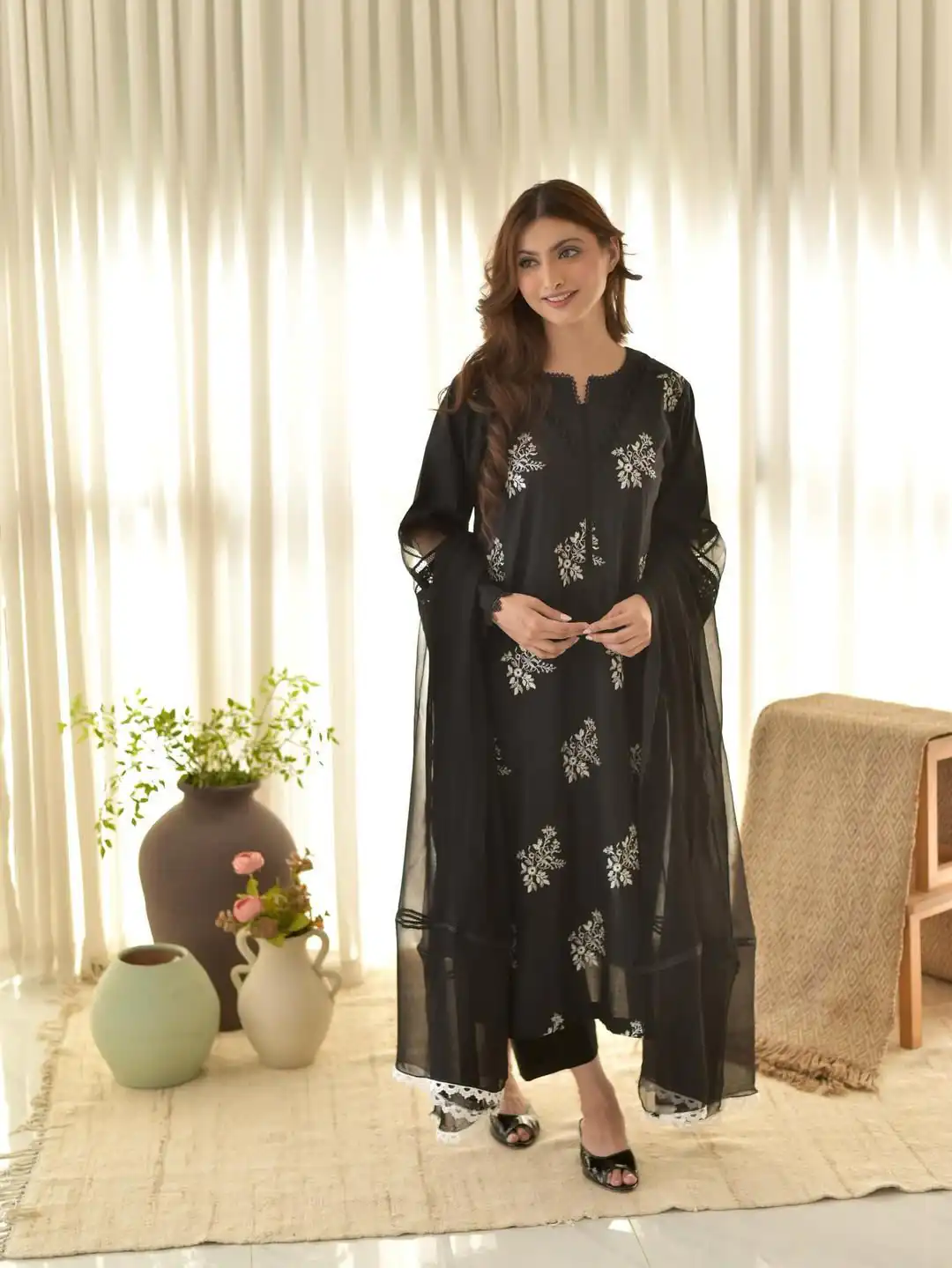 LG 1951 Black Color Roman Silk Embroidery Work On Front Side Salwar Suit Casual, Wedding, Festive, Events . Expected Delivery  4-6 Working Days @1999/- only      | Jump Suits, Casual Suits, Creative suits, Designer Suits, Palazzo Suits, Party Wear Suits, Patiala Suits, Salwar suit, Straight Suits
