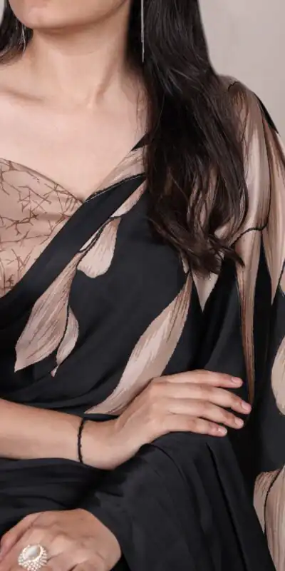 YNF 7054 Black Color Satin Silk Floral Printed Saree Casual, Wedding, Festive, Events . Expected Delivery  4-6 Working Days @1549/- only                                                                                | Bollywood Sarees, Creative Sarees, Designer Sarees, Embroidered Sarees, Ethnic Saree, Modern Digital sarees, Party Wear Sarees, Sarees