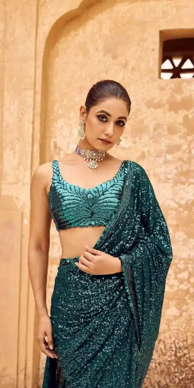 DF 3433 Blue Color Georgette 5mm Khichdi Sequence Embroidery Work Saree Casual, Wedding, Festive, Events . Expected Delivery  4-6 Working Days @1799/- only                                                                                | Bollywood Sarees, Creative Sarees, Designer Sarees, Embroidered Sarees, Ethnic Saree, Modern Digital sarees, Party Wear Sarees, Sarees