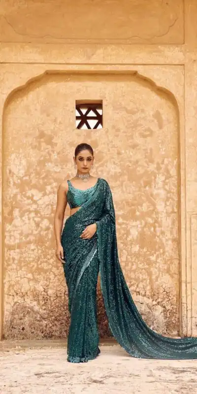 DF 3433 Blue Color Georgette 5mm Khichdi Sequence Embroidery Work Saree Casual, Wedding, Festive, Events . Expected Delivery  4-6 Working Days @1799/- only                                                                                | Bollywood Sarees, Creative Sarees, Designer Sarees, Embroidered Sarees, Ethnic Saree, Modern Digital sarees, Party Wear Sarees, Sarees