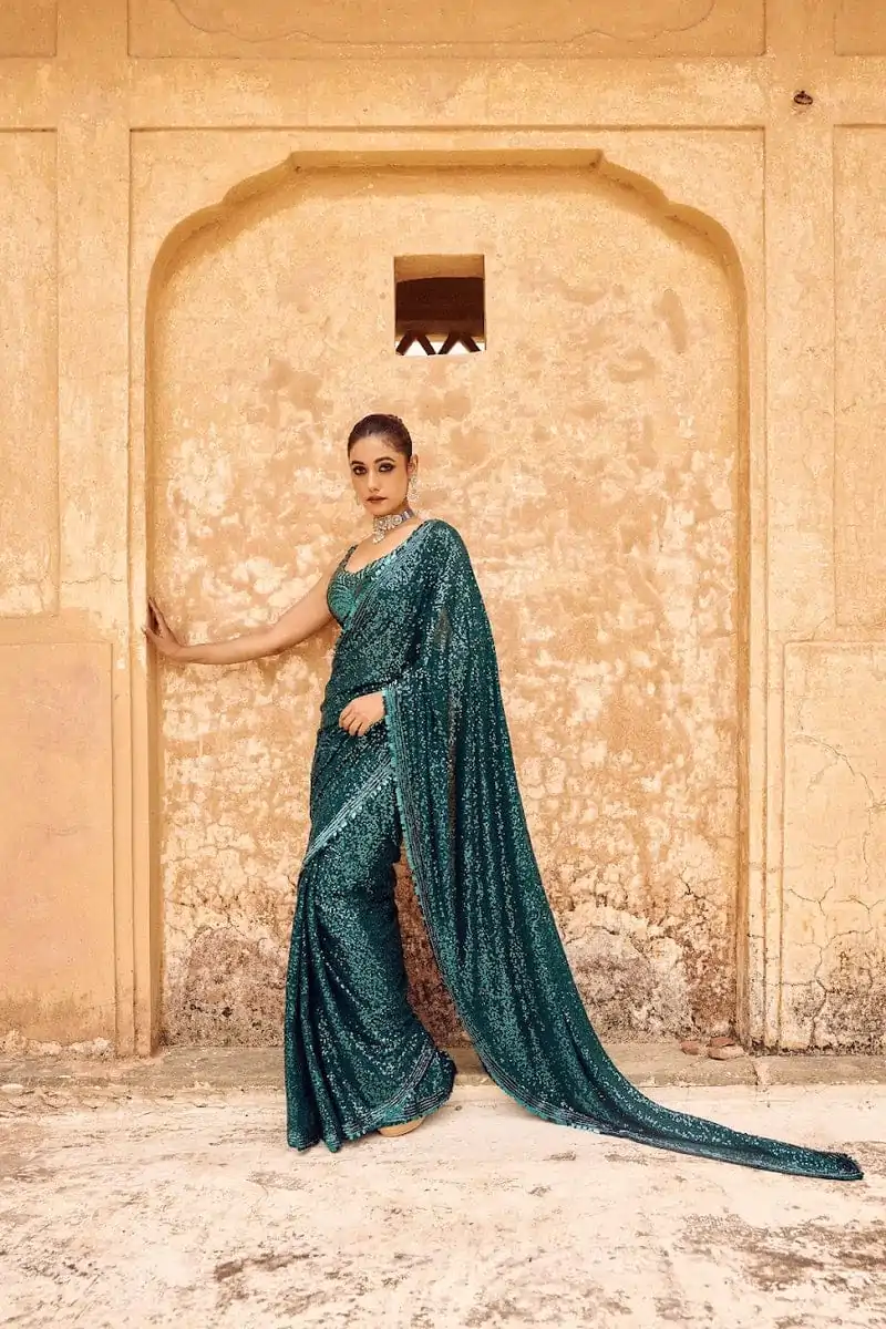 DF 3433 Blue Color Georgette 5mm Khichdi Sequence Embroidery Work Saree Casual, Wedding, Festive, Events . Expected Delivery  4-6 Working Days @1799/- only                                                                                | Bollywood Sarees, Creative Sarees, Designer Sarees, Embroidered Sarees, Ethnic Saree, Modern Digital sarees, Party Wear Sarees, Sarees