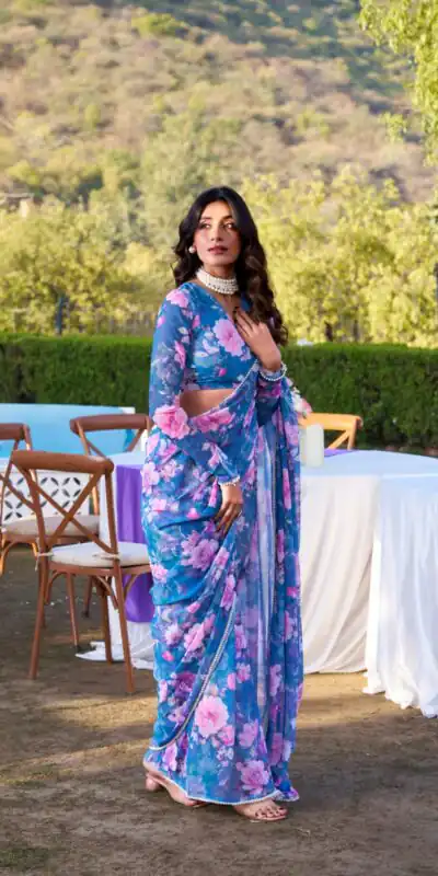 YNF 7010 Blue Color Weightless Marbal Floral Printed Pearl Lace Saree Casual, Wedding, Festive, Events . Expected Delivery  4-6 Working Days @1599/- only                                                                                | Bollywood Sarees, Creative Sarees, Designer Sarees, Embroidered Sarees, Ethnic Saree, Modern Digital sarees, Party Wear Sarees, Sarees