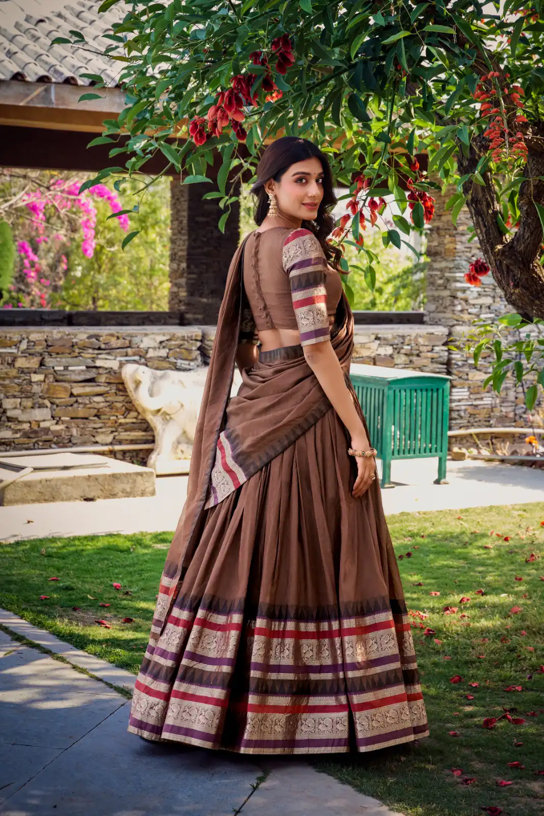 LNB 1902 Brown Color Chanderi Plain With Zari Weaving Work Lehenga Choli Wedding, Party, Festive, Events Etc. Delivery 4-6 Working Days Rs 2099 | Bollywood Lehenga, Creative Lehenga, Designer Lehenga, Embroidered Lehenga, Lehenga, Party Wear Lehenga