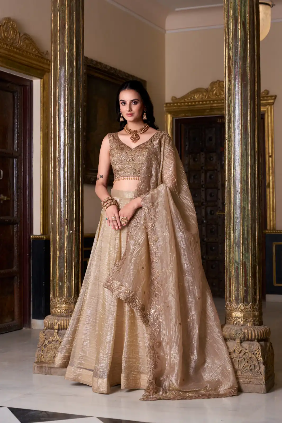 LNB 1430 Chiku Color Gold Crush Plain Canvas Lehenga Choli Wedding, Party, Festive, Events Etc. Delivery 4-6 Working Days Rs 3199 | Bollywood Lehenga, Creative Lehenga, Designer Lehenga, Embroidered Lehenga, Lehenga, Party Wear Lehenga
