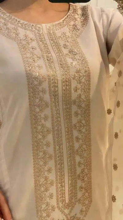 LG 1913 Cream Color Roman Silk Sequence Embroidery Work Salwar Suit Casual, Wedding, Festive, Events . Expected Delivery  4-6 Working Days @1999/- only      | Jump Suits, Casual Suits, Creative suits, Designer Suits, Palazzo Suits, Party Wear Suits, Patiala Suits, Salwar suit, Straight Suits