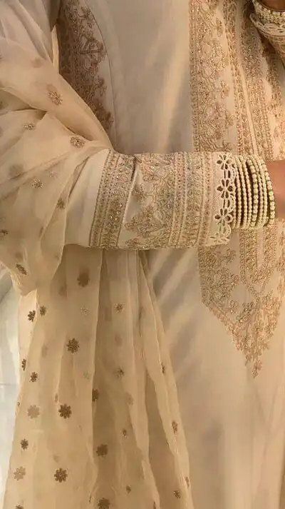 LG 1913 Cream Color Roman Silk Sequence Embroidery Work Salwar Suit Casual, Wedding, Festive, Events . Expected Delivery  4-6 Working Days @1999/- only      | Jump Suits, Casual Suits, Creative suits, Designer Suits, Palazzo Suits, Party Wear Suits, Patiala Suits, Salwar suit, Straight Suits