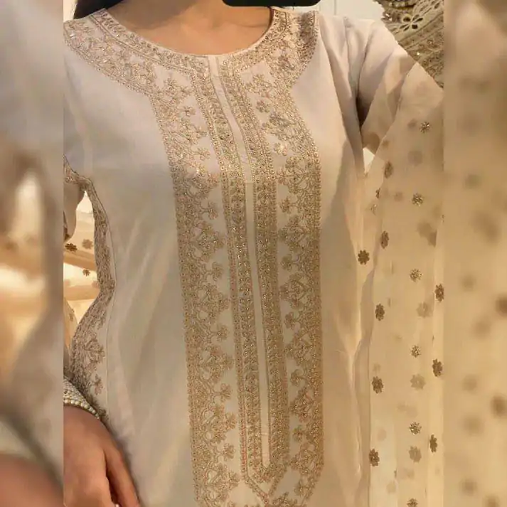 LG 1913 Cream Color Roman Silk Sequence Embroidery Work Salwar Suit Casual, Wedding, Festive, Events . Expected Delivery  4-6 Working Days @1999/- only      | Jump Suits, Casual Suits, Creative suits, Designer Suits, Palazzo Suits, Party Wear Suits, Patiala Suits, Salwar suit, Straight Suits