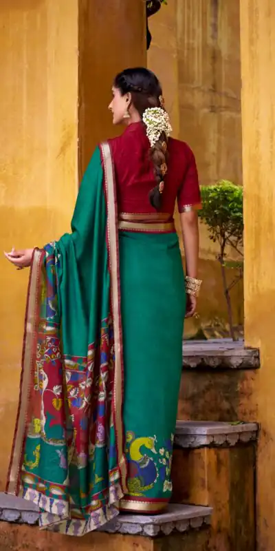 YNF 7048 Firozi Color Polyester Chanderi Kalamkari Weaving Work Saree Casual, Wedding, Festive, Events . Expected Delivery  4-6 Working Days @1499/- only                                | Bollywood Sarees, Creative Sarees, Designer Sarees, Embroidered Sarees, Ethnic Saree, Modern Digital sarees, Party Wear Sarees, Sarees