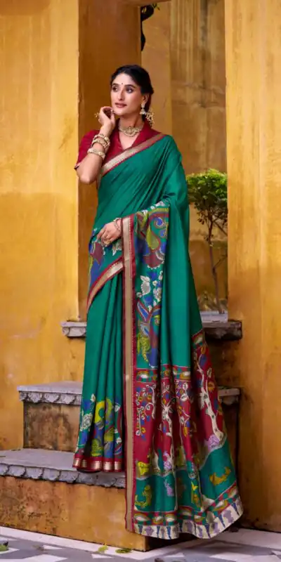 YNF 7048 Firozi Color Polyester Chanderi Kalamkari Weaving Work Saree Casual, Wedding, Festive, Events . Expected Delivery  4-6 Working Days @1499/- only                                | Bollywood Sarees, Creative Sarees, Designer Sarees, Embroidered Sarees, Ethnic Saree, Modern Digital sarees, Party Wear Sarees, Sarees