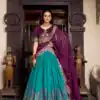 Firozi Tasar Printed Foil Work Lehenga Choli
