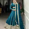 Firozi Vichitra Sequins Lehenga Choli