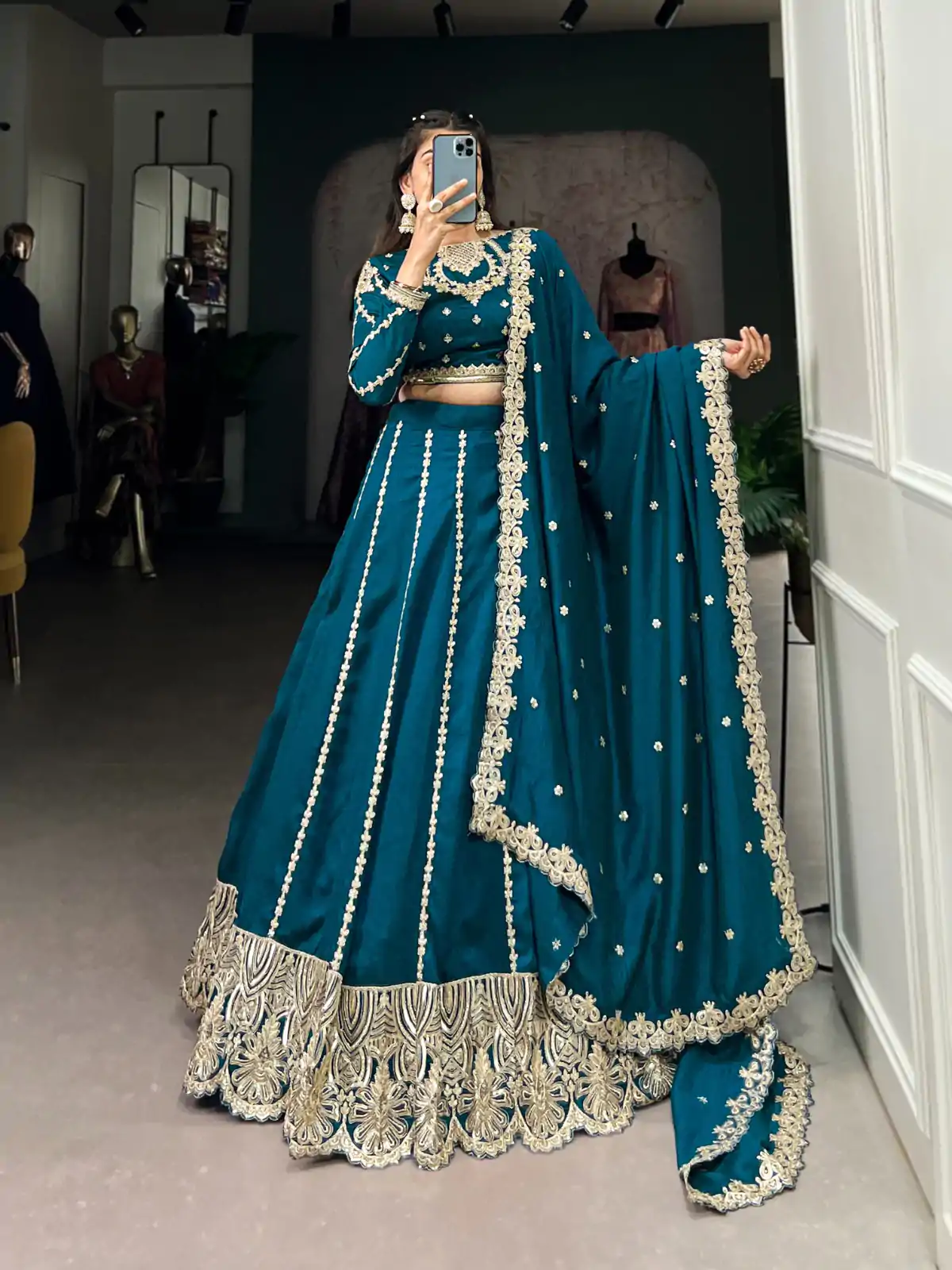 LNB 1418 Firozi Color Vichitra Silk Sequins and Thread Embroidery Work Lehenga Choli Wedding, Party, Festive, Events Etc. Delivery 4-6 Working Days Rs 2999 | Bollywood Lehenga, Creative Lehenga, Designer Lehenga, Embroidered Lehenga, Lehenga, Party Wear Lehenga