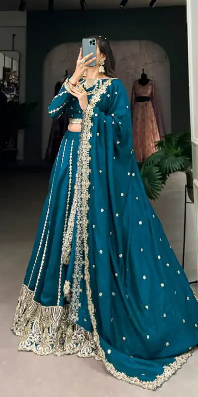 LNB 1418 Firozi Color Vichitra Silk Sequins and Thread Embroidery Work Lehenga Choli Wedding, Party, Festive, Events Etc. Delivery 4-6 Working Days Rs 2999 | Bollywood Lehenga, Creative Lehenga, Designer Lehenga, Embroidered Lehenga, Lehenga, Party Wear Lehenga