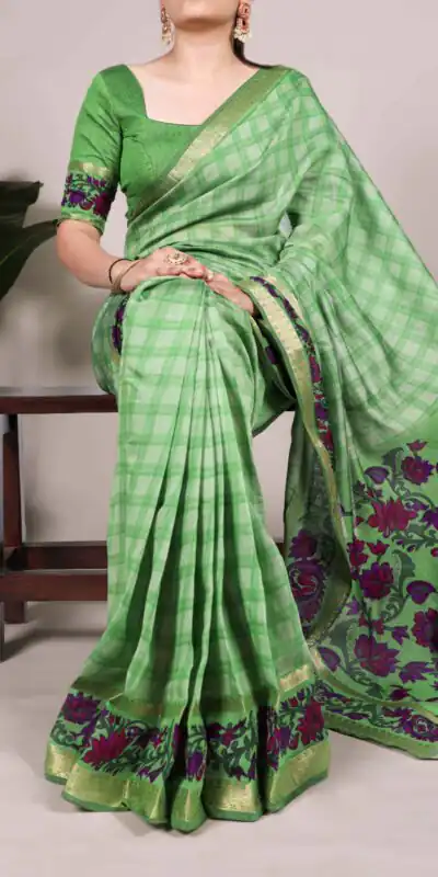 YNF 7035 Green Color Polyester Chanderi Printed Zari Weaving Work Saree Casual, Wedding, Festive, Events . Expected Delivery  4-6 Working Days @1549/- only                                                                                | Bollywood Sarees, Creative Sarees, Designer Sarees, Embroidered Sarees, Ethnic Saree, Modern Digital sarees, Party Wear Sarees, Sarees