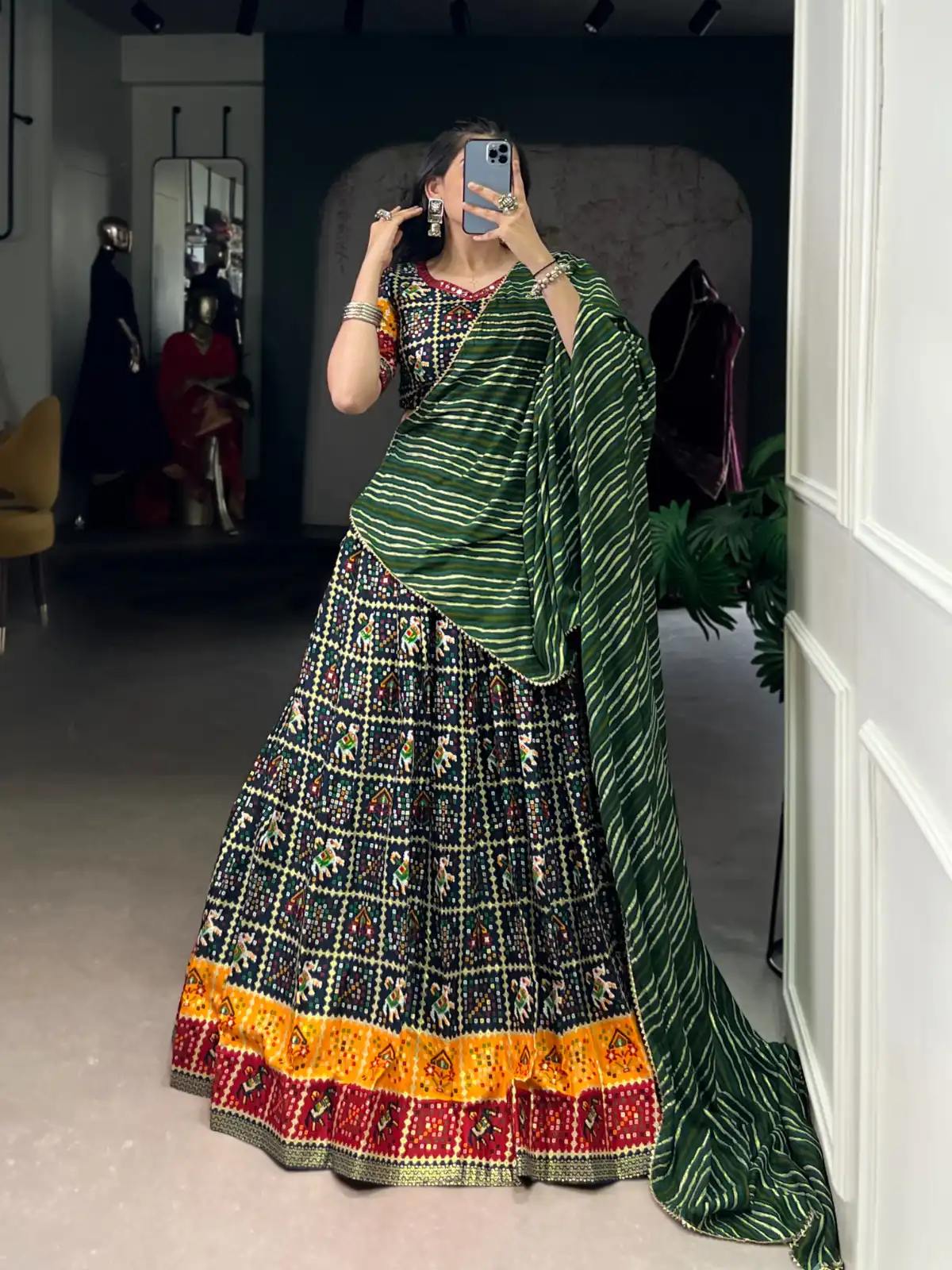 LNB 1638 Green Color Cotton Printed With Foil Work Lehenga Choli Wedding, Party, Festive, Events Etc. Delivery 4-6 Working Days Rs 1999 | Bollywood Lehenga, Creative Lehenga, Designer Lehenga, Embroidered Lehenga, Lehenga, Party Wear Lehenga