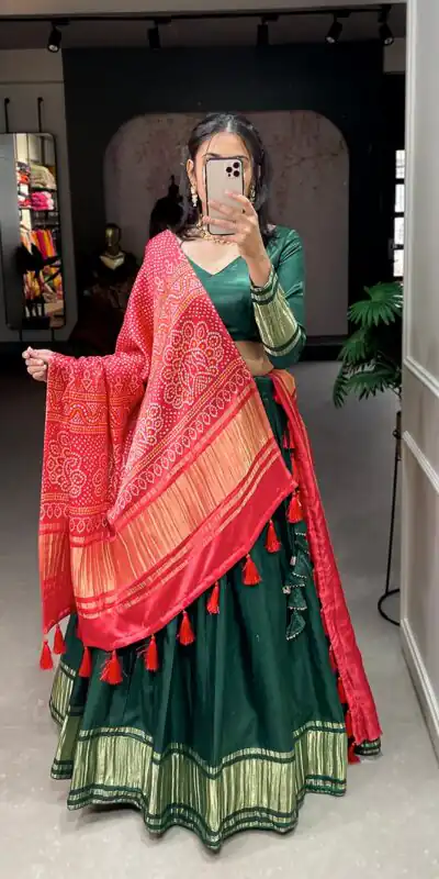 LNB 1653 Green Color Gaji Silk Dyeing With Lagdi patta Lehenga Choli Wedding, Party, Festive, Events Etc. Delivery 4-6 Working Days Rs 3499 | Bollywood Lehenga, Creative Lehenga, Designer Lehenga, Embroidered Lehenga, Lehenga, Party Wear Lehenga