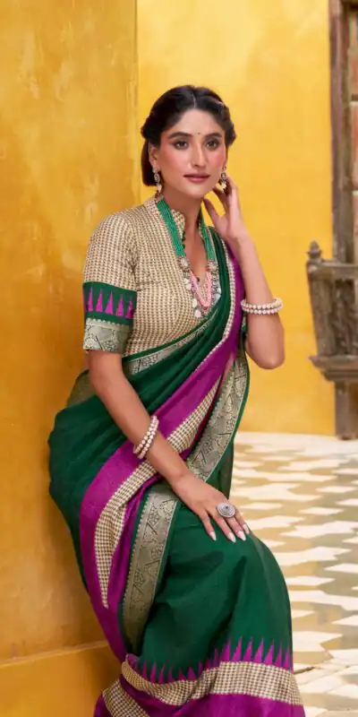 YNF 7049 Green Color Poly Cotton Printed With Zari Weaving Work Saree Casual, Wedding, Festive, Events . Expected Delivery  4-6 Working Days @1699/- only                                                                                | Bollywood Sarees, Creative Sarees, Designer Sarees, Embroidered Sarees, Ethnic Saree, Modern Digital sarees, Party Wear Sarees, Sarees