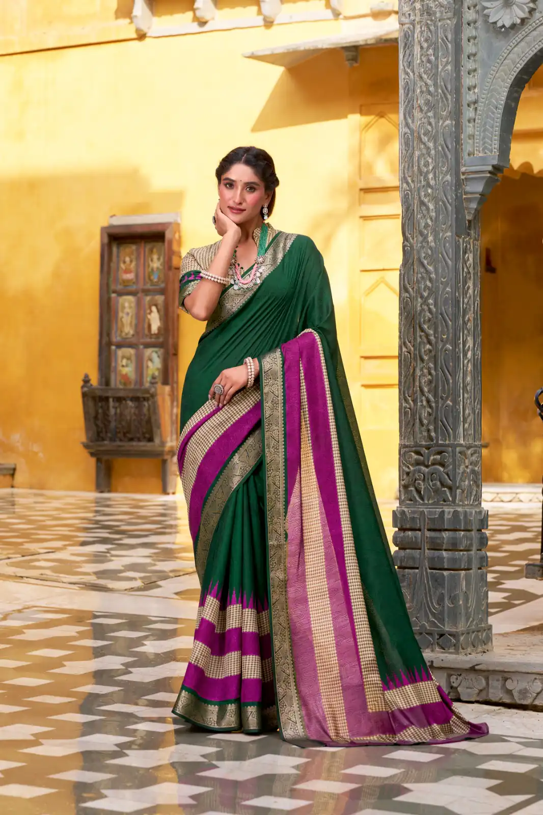 YNF 7049 Green Color Poly Cotton Printed With Zari Weaving Work Saree Casual, Wedding, Festive, Events . Expected Delivery  4-6 Working Days @1699/- only                                                                                | Bollywood Sarees, Creative Sarees, Designer Sarees, Embroidered Sarees, Ethnic Saree, Modern Digital sarees, Party Wear Sarees, Sarees