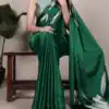 YNF 7054 Green Color Satin Silk Floral Printed Saree Casual, Wedding, Festive, Events . Expected Delivery  4-6 Working Days @1549/- only                                                                                | Bollywood Sarees, Creative Sarees, Designer Sarees, Embroidered Sarees, Ethnic Saree, Modern Digital sarees, Party Wear Sarees, Sarees