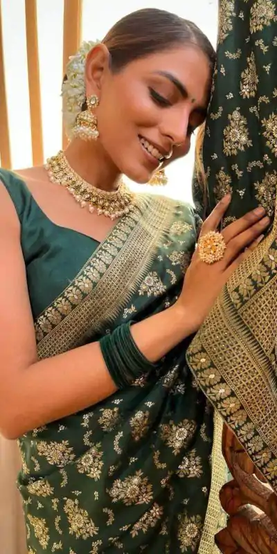 KP 5079 Green Color Soft Lichi Silk Jacquard On All Over Saree Casual, Party Wear, Wedding, Events Etc. Expected Delivery 4-6 Working Days @1449/- | Bollywood Sarees, Creative Sarees, Designer Sarees, Embroidered Sarees, Ethnic Saree, Modern Digital sarees, Party Wear Sarees, Sarees