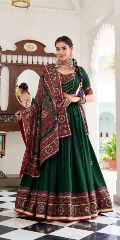 LNB 1243 Green Color Tasar Silk Gamthi Print Embossed Gotta Patti Lace Lehenga Choli Festive Party Wedding, Events etc. Delivery 4-6 Working Days @2999/- | Bollywood Lehenga, Creative Lehenga, Designer Lehenga, Embroidered Lehenga, Lehenga, Party Wear Lehenga