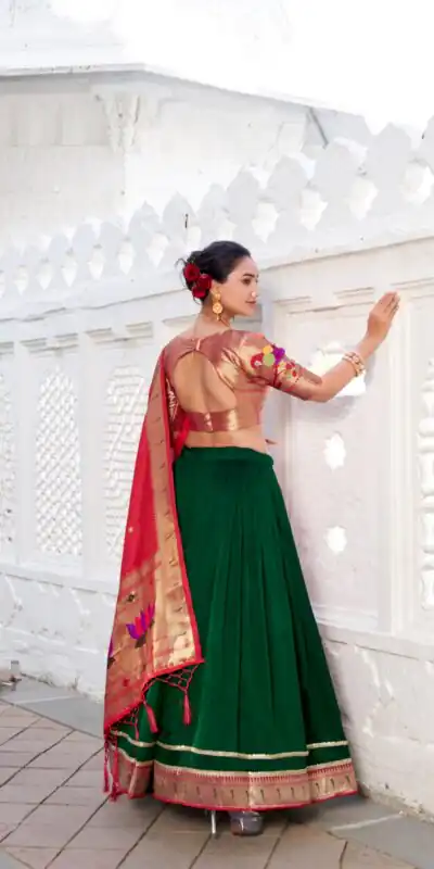 LNB 2016 Green Color Vichitra Silk Plain with Paithni lace border Lehenga Choli Wedding, Party, Festive, Events Etc. Delivery 4-6 Working Days Rs 2999 | Bollywood Lehenga, Creative Lehenga, Designer Lehenga, Embroidered Lehenga, Lehenga, Party Wear Lehenga