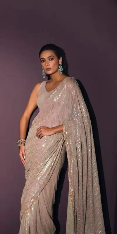DF 3416 Grey Color Georgette Rainbow Sequins Embroidery Work Saree Casual, Wedding, Festive, Events . Expected Delivery  4-6 Working Days @1799/- only                                                                                | Bollywood Sarees, Creative Sarees, Designer Sarees, Embroidered Sarees, Ethnic Saree, Modern Digital sarees, Party Wear Sarees, Sarees