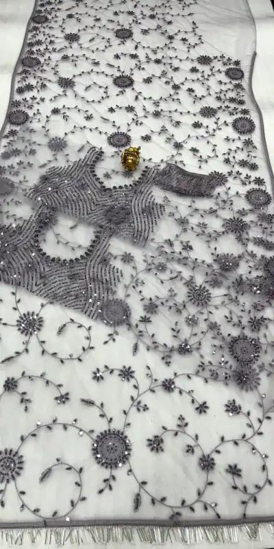 DF 3395 Grey Color Mono Net 5mm Multi & Sequins Embroidery Work Saree Casual, Wedding, Festive, Events . Expected Delivery  4-6 Working Days @1799/- only                                                                                | Bollywood Sarees, Creative Sarees, Designer Sarees, Embroidered Sarees, Ethnic Saree, Modern Digital sarees, Party Wear Sarees, Sarees