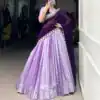 Lavender Jacquard Weaving Lehenga Choli