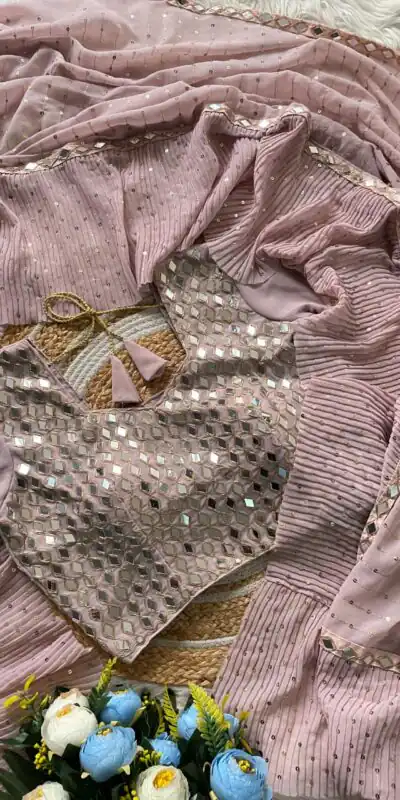 DF 3455 Light Peach Color Faux Georgette Embroidery Sequins Work Saree Casual, Wedding, Festive, Events . Expected Delivery  4-6 Working Days @1999/- only                                                                                | Bollywood Sarees, Creative Sarees, Designer Sarees, Embroidered Sarees, Ethnic Saree, Modern Digital sarees, Party Wear Sarees, Sarees