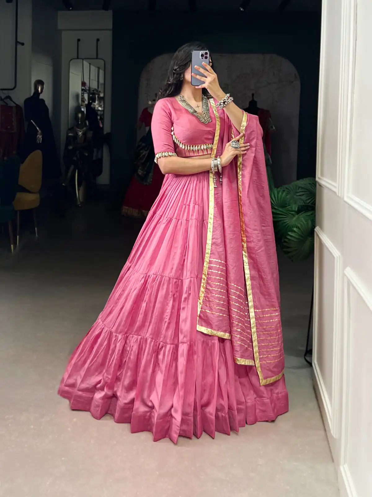 LNB 1609 Light Pink Color Pure Chanderi Plain Lehenga Choli Wedding, Party, Festive, Events Etc. Delivery 4-6 Working Days Rs 2999 | Bollywood Lehenga, Creative Lehenga, Designer Lehenga, Embroidered Lehenga, Lehenga, Party Wear Lehenga