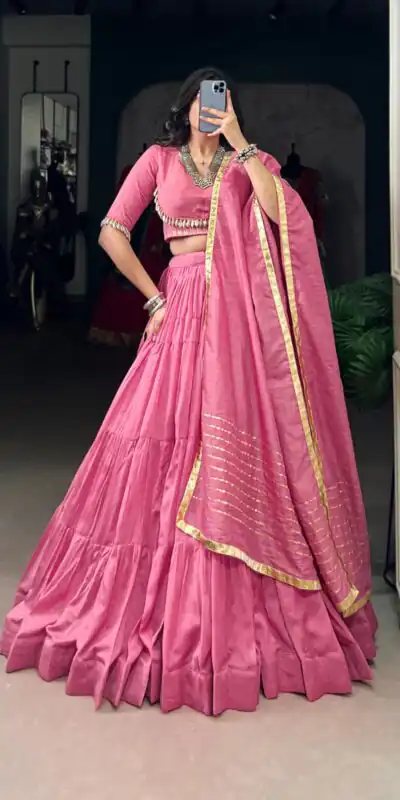 LNB 1609 Light Pink Color Pure Chanderi Plain Lehenga Choli Wedding, Party, Festive, Events Etc. Delivery 4-6 Working Days Rs 2999 | Bollywood Lehenga, Creative Lehenga, Designer Lehenga, Embroidered Lehenga, Lehenga, Party Wear Lehenga