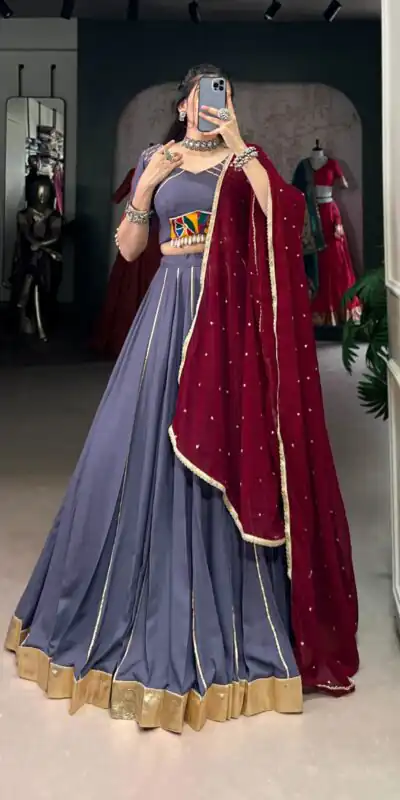 LNB 1655 Light Purple Color Pure Rayon Embossed Design Gotta Patti Lace Lehenga Choli Wedding, Party, Festive, Events Etc. Delivery 4-6 Working Days Rs 2799 | Bollywood Lehenga, Creative Lehenga, Designer Lehenga, Embroidered Lehenga, Lehenga, Party Wear Lehenga
