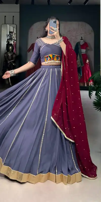 LNB 1655 Light Purple Color Pure Rayon Embossed Design Gotta Patti Lace Lehenga Choli Wedding, Party, Festive, Events Etc. Delivery 4-6 Working Days Rs 2799 | Bollywood Lehenga, Creative Lehenga, Designer Lehenga, Embroidered Lehenga, Lehenga, Party Wear Lehenga