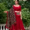 Maroon Cotton Plain Lehenga Choli