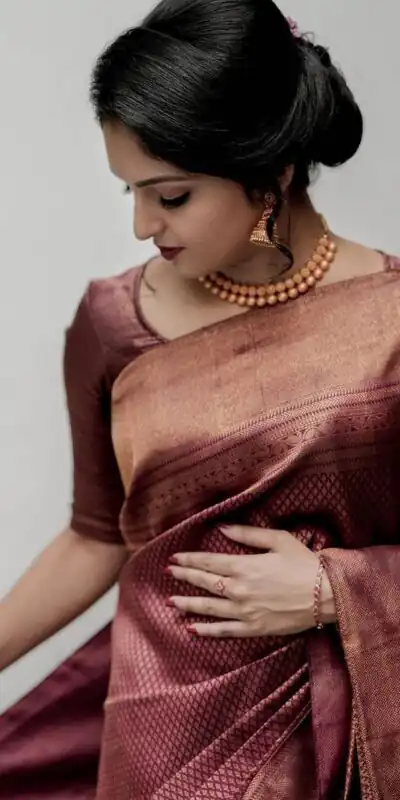 KP 3075 Maroon Soft Lichi Silk Whit Designer Jacquard Work in Saree it Grab for ₹1399. Delivery 4-6 Working Days. Shop now. | Bollywood Sarees, Creative Sarees, Designer Sarees, Embroidered Sarees, Ethnic Saree, Modern Digital sarees, Party Wear Sarees, Sarees