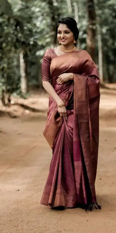 KP 3075 Maroon Soft Lichi Silk Whit Designer Jacquard Work in Saree it Grab for ₹1399. Delivery 4-6 Working Days. Shop now. | Bollywood Sarees, Creative Sarees, Designer Sarees, Embroidered Sarees, Ethnic Saree, Modern Digital sarees, Party Wear Sarees, Sarees