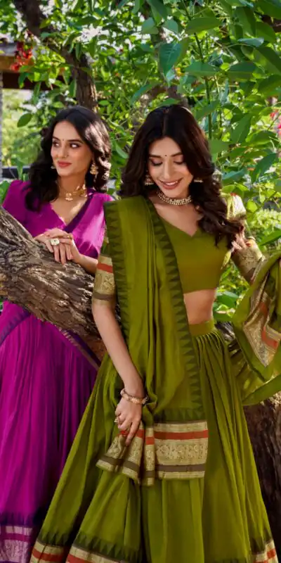 LNB 1902 Mehndi Color Chanderi Plain With Zari Weaving Work Lehenga Choli Wedding, Party, Festive, Events Etc. Delivery 4-6 Working Days Rs 2099 | Bollywood Lehenga, Creative Lehenga, Designer Lehenga, Embroidered Lehenga, Lehenga, Party Wear Lehenga