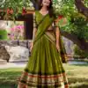 LNB 1902 Mehndi Color Chanderi Plain With Zari Weaving Work Lehenga Choli Wedding, Party, Festive, Events Etc. Delivery 4-6 Working Days Rs 2099 | Bollywood Lehenga, Creative Lehenga, Designer Lehenga, Embroidered Lehenga, Lehenga, Party Wear Lehenga