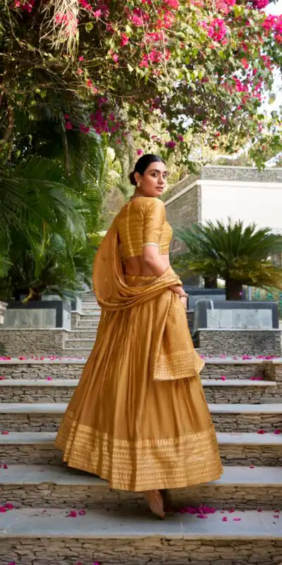 LNB 1906 Mustard Pure Chanderi Plain With Zari Weaving Work Border Lehenga Choli Wedding, Party, Festive, Events Etc. Delivery 4-6 Working Days Rs 1999 | Bollywood Lehenga, Creative Lehenga, Designer Lehenga, Embroidered Lehenga, Lehenga, Party Wear Lehenga