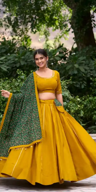 LNB 1697 Mustard Color Pure Cotton Plain With Gota Patti Touch Up Lehenga Choli Wedding, Party, Festive, Events Etc. Delivery 4-6 Working Days Rs 3499 | Bollywood Lehenga, Creative Lehenga, Designer Lehenga, Embroidered Lehenga, Lehenga, Party Wear Lehenga