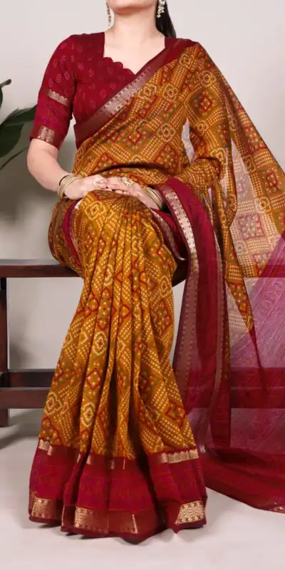 YNF 7046 Mustard Color Polyester Chanderi Print Zari Weaving Work Saree Casual, Wedding, Festive, Events . Expected Delivery  4-6 Working Days @1549/- only                                                                                | Bollywood Sarees, Creative Sarees, Designer Sarees, Embroidered Sarees, Ethnic Saree, Modern Digital sarees, Party Wear Sarees, Sarees
