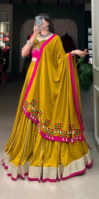 LNB 1694 Mustard Color Pure Rayon Plain Lace Border With Gotta Patti Lehenga Choli Wedding, Party, Festive, Events Etc. Delivery 4-6 Working Days Rs 3199 | Embroidered Lehenga, Bollywood Lehenga, Creative Lehenga, Designer Lehenga, Lehenga, Party Wear Lehenga