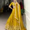 Mustard Vichitra Silk Sequins Lehenga Choli