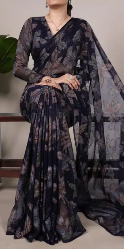 YNF 7052 Navy Blue Color Lurex Brasso Floral Viscose Brasso Saree Casual, Wedding, Festive, Events . Expected Delivery  4-6 Working Days @1799/- only                                                                                | Bollywood Sarees, Creative Sarees, Designer Sarees, Embroidered Sarees, Ethnic Saree, Modern Digital sarees, Party Wear Sarees, Sarees