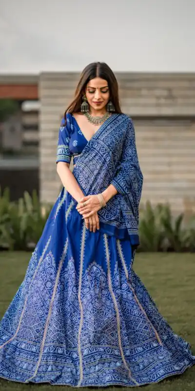 LNB 1251 Navy Blue Color Vaishali silk Printed With Gota Patti Work Lehenga Choli Wedding, Party, Festive, Events Etc. Delivery 4-6 Working Days Rs 3399 | Bollywood Lehenga, Creative Lehenga, Designer Lehenga, Embroidered Lehenga, Lehenga, Party Wear Lehenga