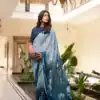YNF 7038 Navy Blue Color Weightless Marbal Floral Printed Lace Saree Casual, Wedding, Festive, Events . Expected Delivery  4-6 Working Days @1549/- only                                                                                | Bollywood Sarees, Creative Sarees, Designer Sarees, Embroidered Sarees, Ethnic Saree, Modern Digital sarees, Party Wear Sarees, Sarees