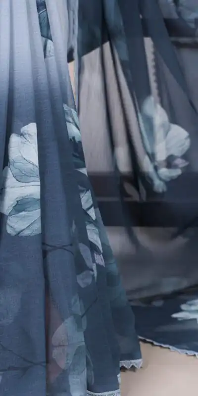 YNF 7038 Navy Blue Color Weightless Marbal Floral Printed Lace Saree Casual, Wedding, Festive, Events . Expected Delivery  4-6 Working Days @1549/- only                                                                                | Bollywood Sarees, Creative Sarees, Designer Sarees, Embroidered Sarees, Ethnic Saree, Modern Digital sarees, Party Wear Sarees, Sarees